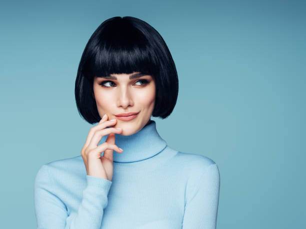 Beautiful woman with black short hair